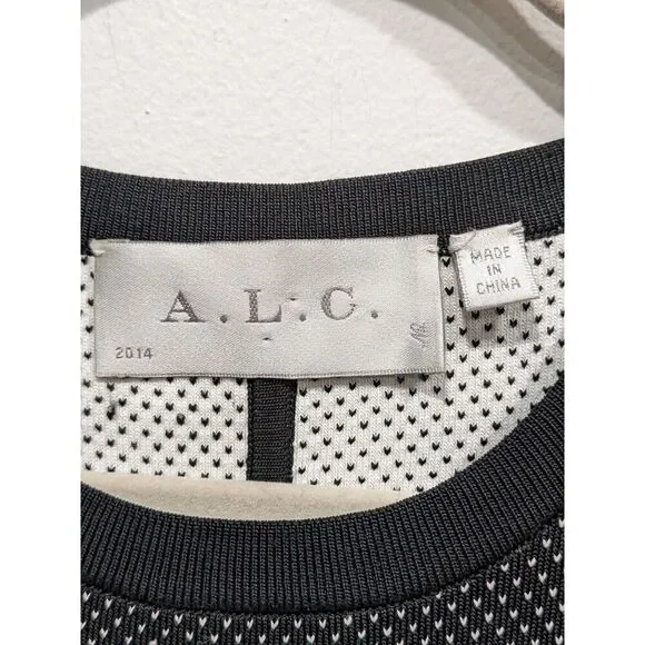 A.L.C. Coffey Black White Dot Sleeveless Heavy Knit Fit & Flare Sweater Dress, M - Picture 11 of 11
